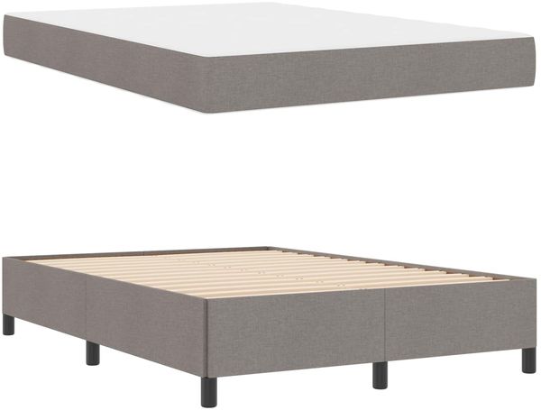 vidaXL Boxspringbett mit Matratze Taupe 140 x 190 cm Stoff 3398861 Bild 5