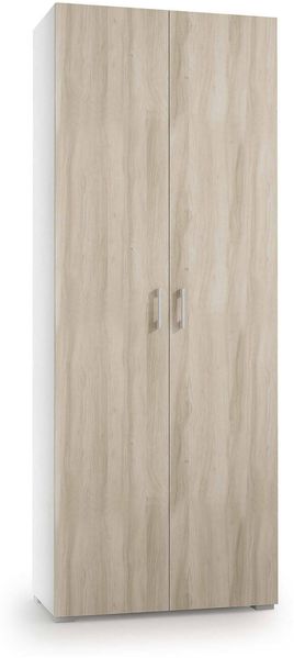 Dmora Mehrzweckschrank mit 2 Türen Angy, linearer Schrank mit 2 Flügeltüren, Kleiderschrank mit 6 Regalen, modernes Schuhregal, 100 % Made in Italy, 72 x 37 x 195 cm, Ulme und Weiß
