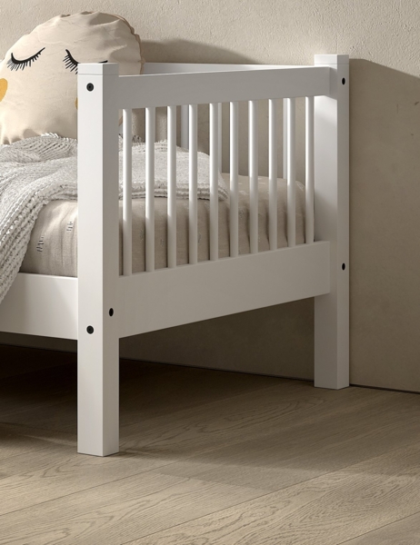 Einzelbett >Buche Massiv< Rollrost, 90x200cm, Buche massiv weiß lackiert - 207,5x68x97,5 (BxHxT) Bild 3