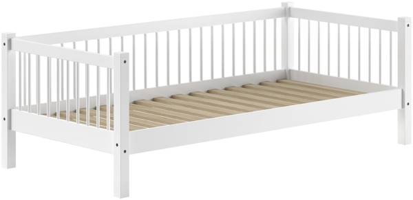 Einzelbett >Buche Massiv< Rollrost, 90x200cm, Buche massiv weiß lackiert - 207,5x68x97,5 (BxHxT) Bild 4