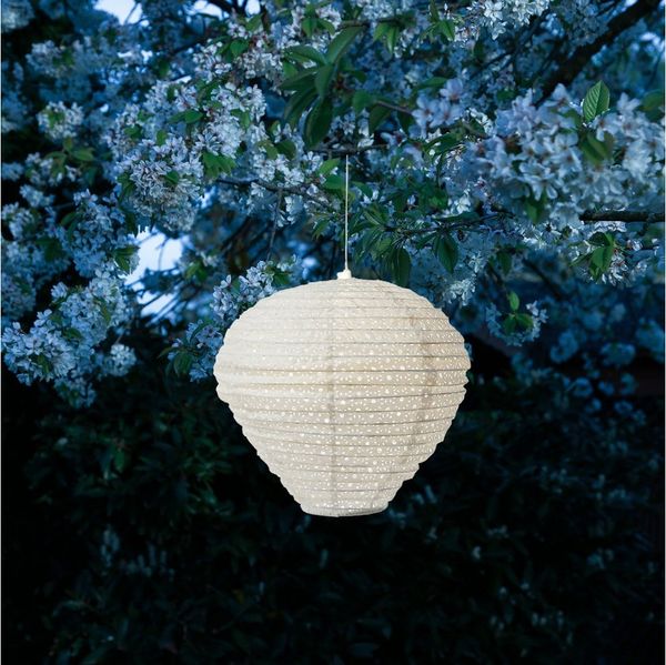 MARELIDA LED Lampion Solar Gartenlampion Ballon weiß D: 30cm H: 30cm Balkon Terrasse, LED Classic, warmweiß (2100K bis 3000K)