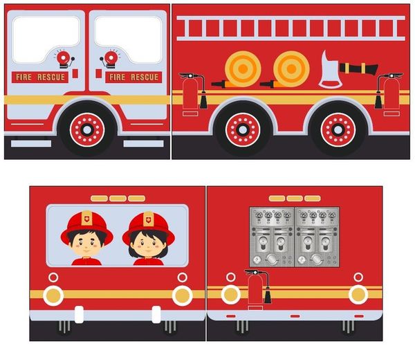 Vipack 'Pino' Halbhochbett 90x200 cm, natur, Kiefer massiv, mit Textilset 'Fire Rescue' Bild 4