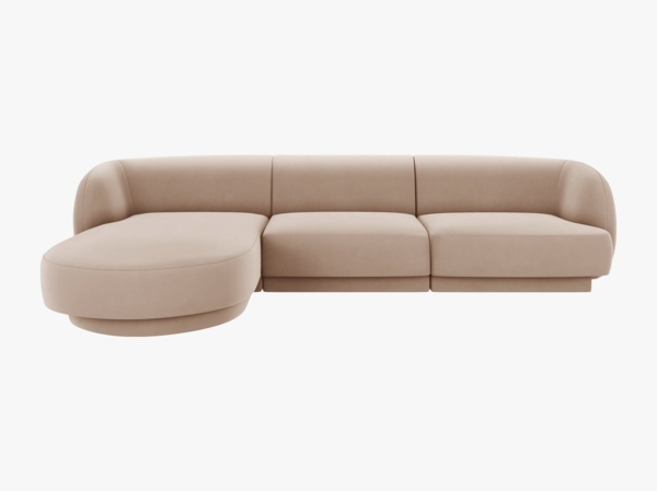 Micadoni Ecksofa Miley 4-Sitzer Links Samt Bluvel Cappuccino