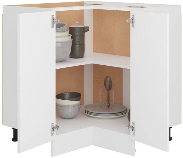 DOTMALL Eckunterschrank Eckunterschrank Lyon Weiß 75,5x75,5x81,5 cm Holzwerkstoff