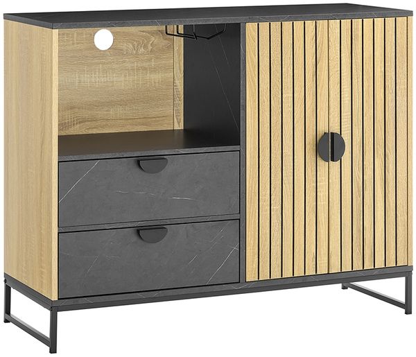 SoBuy FSB103-N Sideboard, MDF, Lackiert, Helle Eiche, 107 x 85 x 40 cm