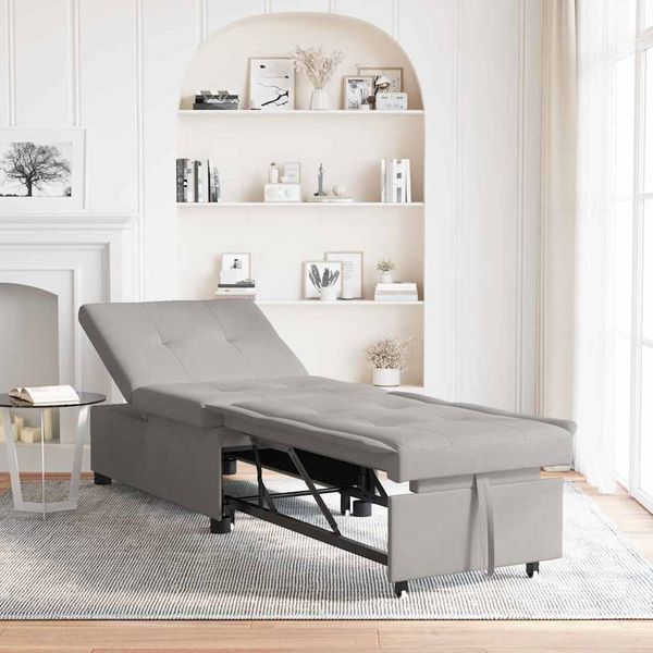 Schlafsofa Ausziehbar, Moderne Sofa Hellgrau 194 x 67 x 82 cm Mikrofaser