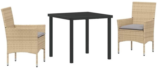 vidaXL Garten Essgruppe mit Kissen 3 pcs Beige Poly Rattan 3379793 Bild 1