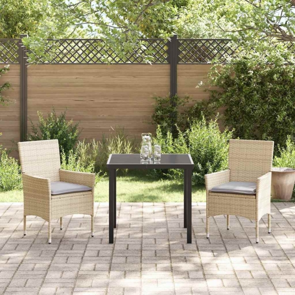 vidaXL Garten Essgruppe mit Kissen 3 pcs Beige Poly Rattan 3379793 Bild 3