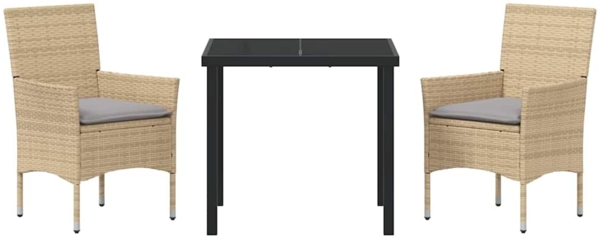 vidaXL Garten Essgruppe mit Kissen 3 pcs Beige Poly Rattan 3379793 Bild 6