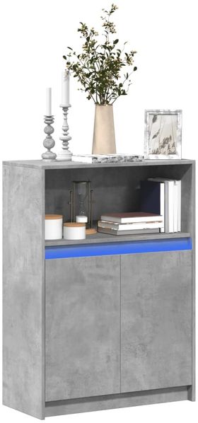 vidaXL Sideboard mit LED Betongrau 72x34x100 cm Holzwerkstoff 852162