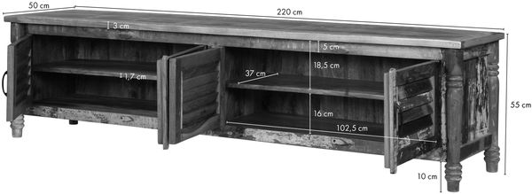 TV-Board Altholz 220x50x55 mehrfarbig lackiert FABLE #34 Bild 6