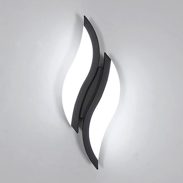 Goeco LED Wandleuchten Innen, 12W Modern Wandlampe Schwarz aus Acryl Kaltweißes Licht 6500 k, Blattförmige Wandleuchte Nachtlampe Wandbeleuchtung für Flur Treppenhaus Wohnzimmer Schlafzimmer