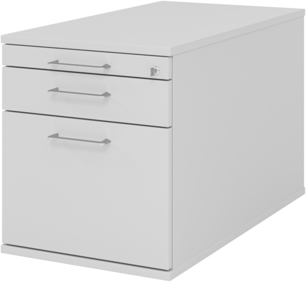 bümö Rollcontainer mit Hängeregister für Hängeordner, Container abschließbar in grau - Rollwagen mit Hängeregistratur als Schreibtisch Unterschrank od. Bürocontainer m. Bügelgriffe, TC20-5-5-BS