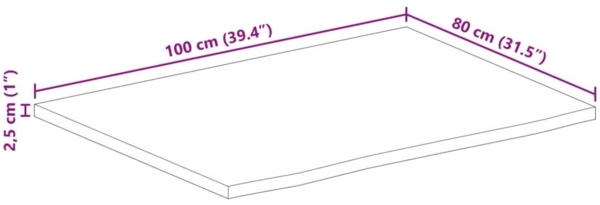 vidaXL Tischplatte mit Baumkante 100x80x2,5 cm Massivholz Mango 370556 Bild 8