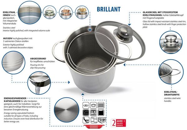 Elo Basic Spargeltopf Brillant, Edelstahl, Ø 16 cm, Induktion