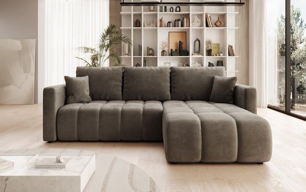 Luxusbetten24 Schlafsofa Designer Sofa Beatrice L in Samt, mit Schlaffunktion und Stauraum