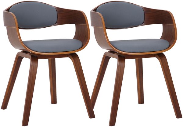 CLP 2er Set Stühle Kingston Kunstleder Mit Holzgestell,walnuss/grau