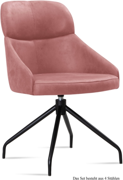 Esszimmerstuhl drehbar (4er-Set) Dorian 52x82x63 Schwarz/Rosewood