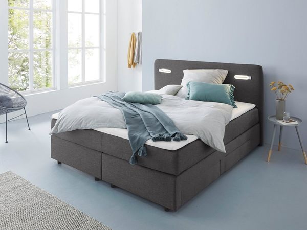 INOSIGN Boxbett Luan, Schubkästen, LED-Beleuchtung und Topper, in Breite 120 cm und 180 cm