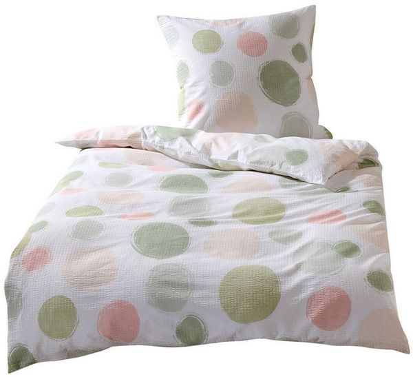 TRAUMSCHLAF Bettwäsche Kreise, Seersucker, 2 teilig, ideale Sommerbettwäsche in herrlicher Seersucker Qualität
