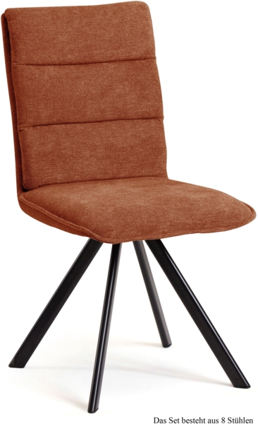Esszimmerstuhl drehbar (8er-Set) Devan 47x92x60 Schwarz/Cognac