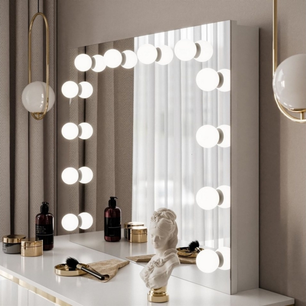 Lookway Schminktisch AURORA-S ELITE mit Spiegel weiß hochglanz, Breite : 102 cm Bild 3