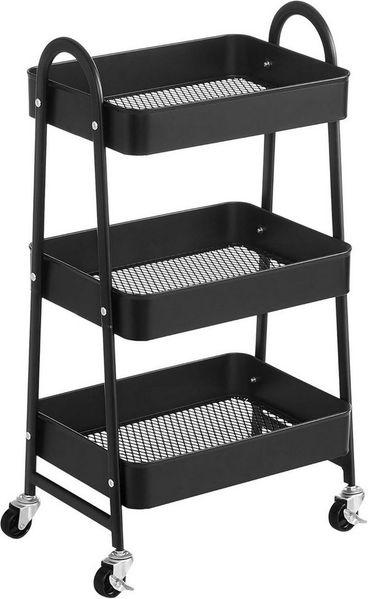 JEOBEST Beistellwagen Rollwagen Küchenwagen Servierwagen aus Metall 3-Etagen, (43x30x76.5cm) Multifunktionswagen für Küche, Schlafzimmer, Wohnzimmer
