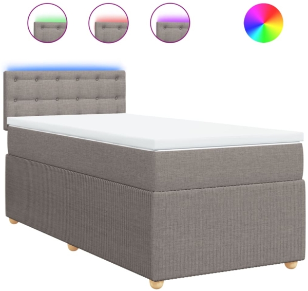 vidaXL Boxspringbett mit Matratze Taupe 90x190 cm Stoff 3289629