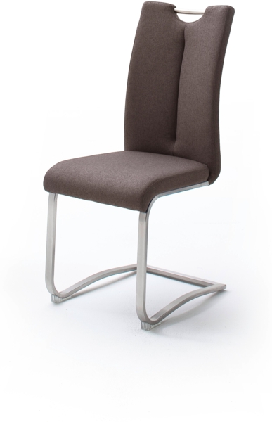 2er-Set Schwingstuhl 'Artos' - Feingewebe Braun - Edelstahl