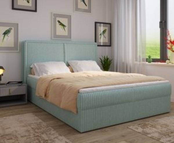 MOEBLO Boxspringbett Bett 04 (Bonell, Topper, Doppelbett gepolstertes Kopfteil mit Bettkasten Boxspringbett, aus Cord, Polsterbett Kontinentalbett), Boxspring, (BxHxT):143/163/183x113x214cm Bild 6