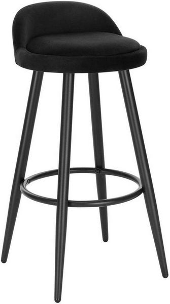 Woltu Barhocker (1 St), Barstuhl Hocker mit Fußstütze aus Samt Metall schwarz