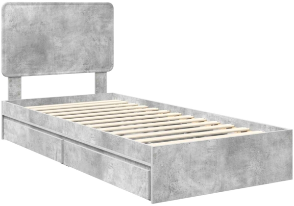 vidaXL Aufbewahrungsbett Beton Grau 90x190 cm Holzwerkstoff 3412731 Bild 3