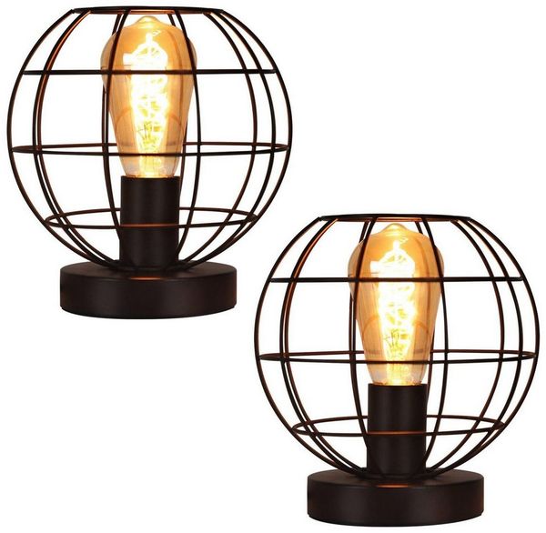 Nettlife Tischleuchte Vintage Schwarz E27 Retro Industrial Tischlampe aus Metall, mit Schalter, LED wechselbar, Wohnzimmer Kinderzimmer Schreibtisch Schlafzimmer