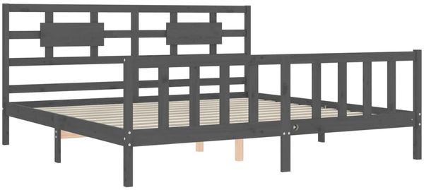 vidaXL Massivholzbett mit Kopfteil Grau 200x200 cm 3192578 Bild 5