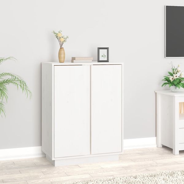 vidaXL Sideboard Weiß 60x35x80 cm Massivholz Kiefer 814490