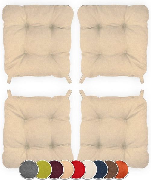 sunnypillow Stuhlkissen 4er Set Stuhlkissen mit Klettverschluss Maße: 40/35x40x8cm
