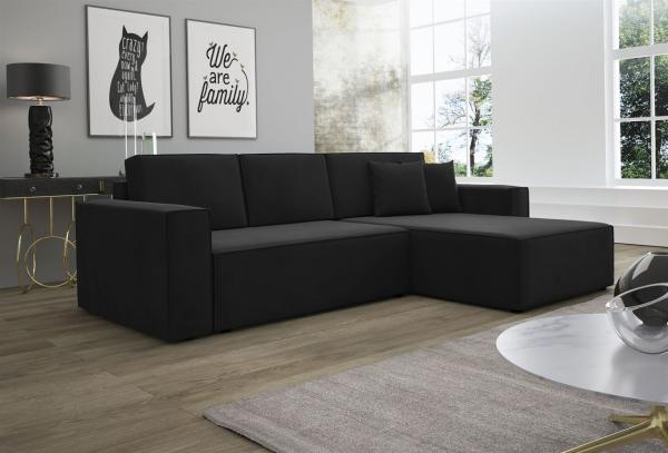 Ecksofa Schlafsofa Sofa CONOR PREMIUM Stoff Kronos Anthrazit Ottomane Rechts