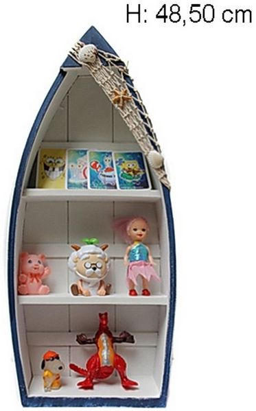 Yudu Deko-Wandregal Rega Boot Form Schiff Bootregal Fischernetz Muscheln Maritime Deko