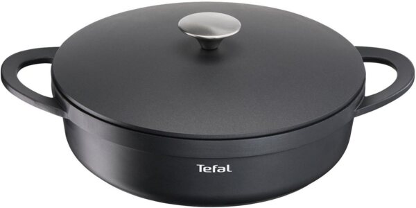 TEFAL E21872 TRATTORIA Servierpfanne 28cm | Aluguss | Gussdeckel | Antihaft-Beschichtung | gute Wärmespeicherung | Silikon Griffschutz inklusive | Schmorpfanne | induktionsgeeignet Bild 5