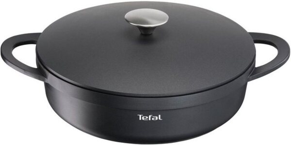 TEFAL E21872 TRATTORIA Servierpfanne 28cm | Aluguss | Gussdeckel | Antihaft-Beschichtung | gute Wärmespeicherung | Silikon Griffschutz inklusive | Schmorpfanne | induktionsgeeignet Bild 4