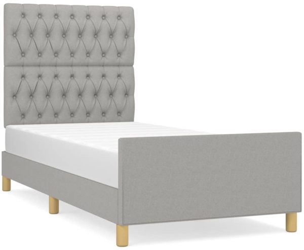 Einzelbett mit Kopfteil Stoff Hellgrau 100x200 cm
