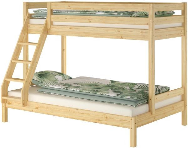 Doppel-Etagenbett 120x200 und 80x200 Erwachsenen-Stockbett Kiefer Massivholz natur V-60.18-08-12ohne Zubehör