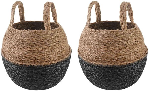 vidaXL Pflanzenkübel mit Griffen 2 pcs Schwarz Ø 22 x 20 cm 42012261