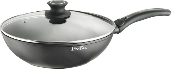 PINTINOX Wok Power, Aluminium, 2-lagige Antihaftbeschichtung, mit Glasdeckel, Ø 30 cm, Induktion
