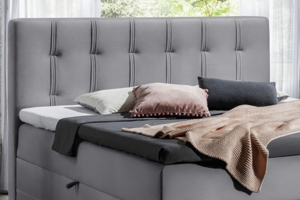 99rooms Hugo Boxspringbett Velours JASMINE 120x200 cm Dunkelgrau Bild 3