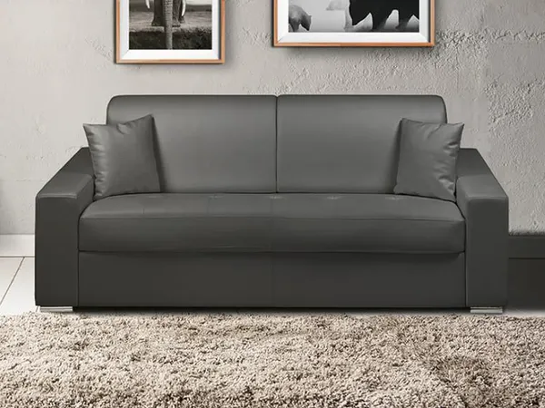 Vente-unique - EMIR Sofa Kunstleder Schwarz - B 223 cm94 cm x H 85 cm x L 204 cm
