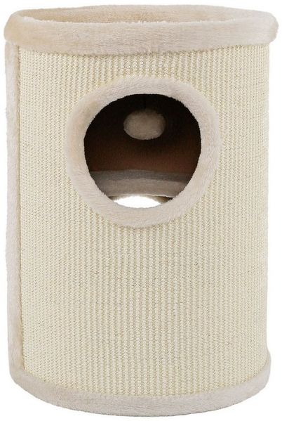 lionto Kratztonne Sisal 50 cm, Kratzturm mit 2 Eingängen & Kuschelbett, beige, (1-tlg), robust & platzsparend, Katzenspielplatz