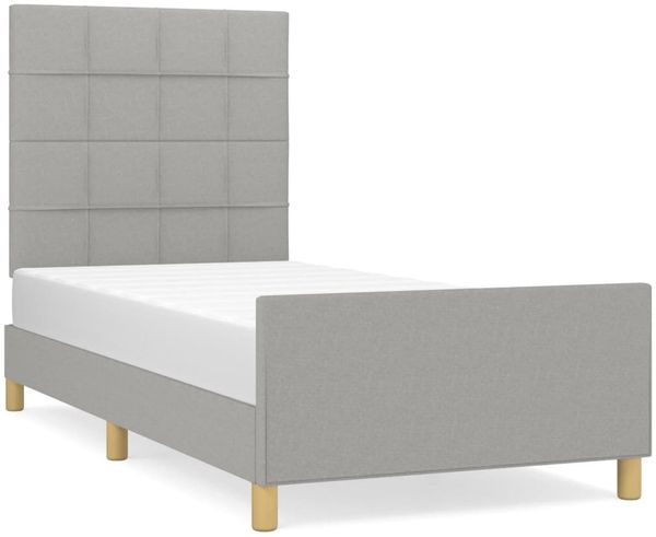 Einzelbettgestell Design für Erwachsene ohne Matratze Hellgrau 90x190 cm Stoff d5013e