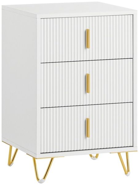 SoBuy FBT115-L-W Nachttisch, MDF, Melamin, Weiß, 40 x 63 x 36 cm