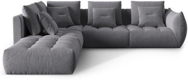Micadoni Ecksofa Bloom 5-Sitzer Links Samt Dunkelgrau